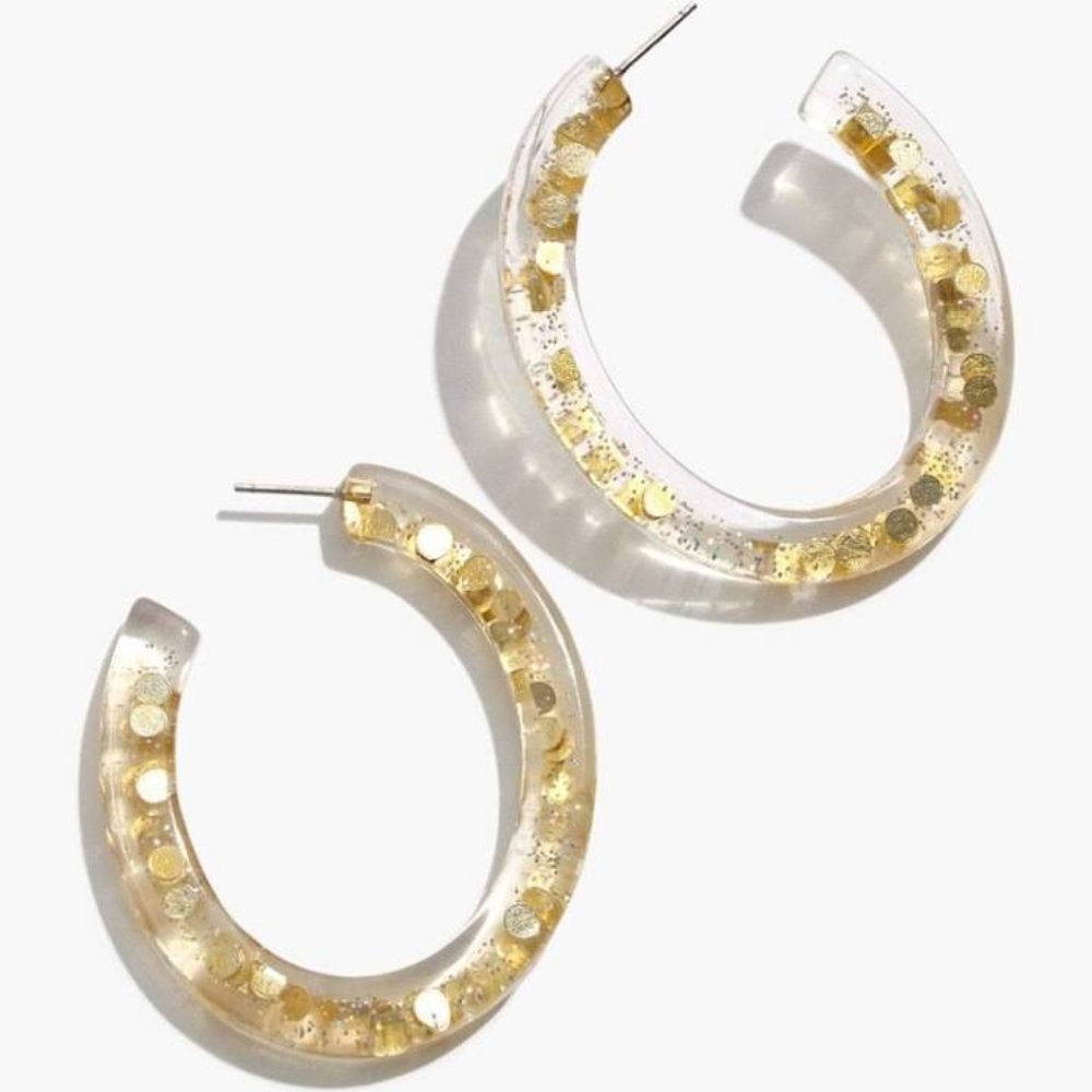 Madewell Paillette Resin Oval Hoop Earrings